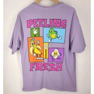 Chemistry Peeling Fresh Graphic T-Shirt XL Purple Cotton Cartoon Fruit Y2K